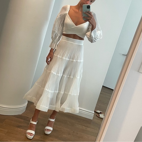 NWT! Zimmermann 
Pleated Midi Skirt 
Pearl, Size: 00 - Picture 5 of 7